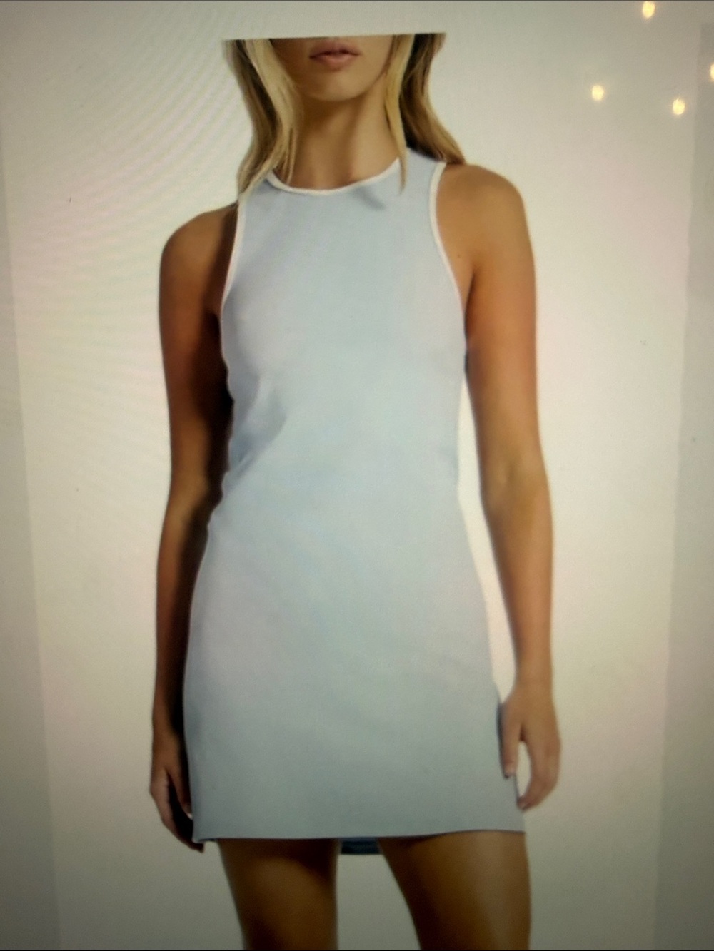 BRAND NEW WITHOUT TAGS -ALL ACCESS Pale Blue Mini Dress with White Trim
